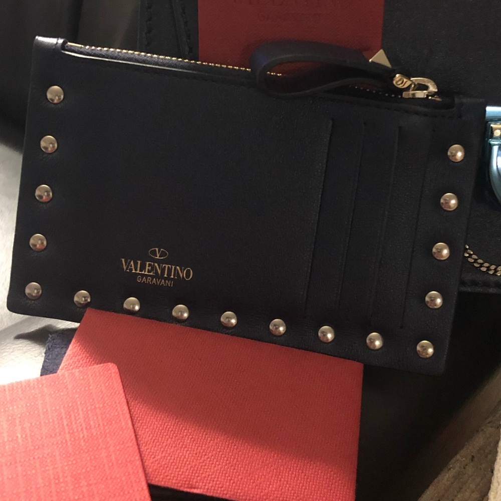 Valentino garavani marine blue small coin wallet